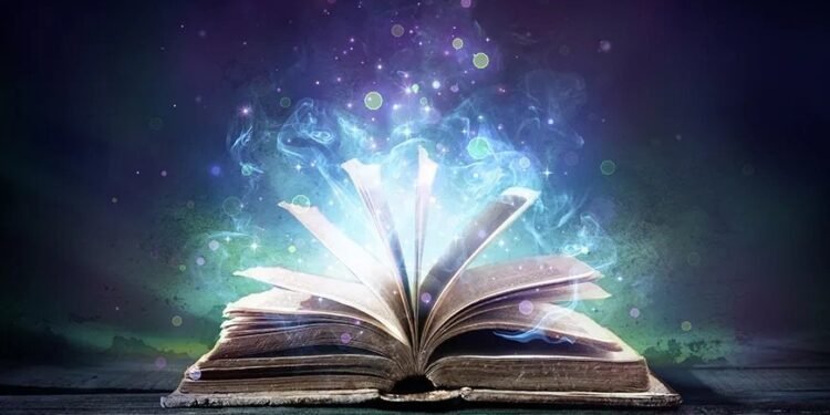 Bewitched Book With Magic Glows In The Darkness